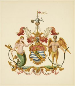 Wapens van de Society of Merchant Venturers, ca. 1830 door Miss (attr.to) Braikenridge