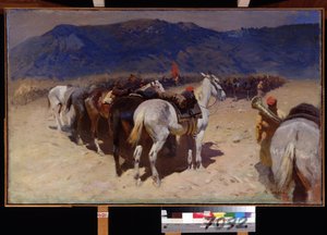 De rust van de cavalerie, het 29e cavalerieregiment in Bukhara door Mitrofan Borisovic Grekov