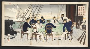 Japanse marineofficieren bespreken tactieken