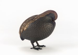 Wierookdoos in de vorm van een kwartel, een van een paar, Tokio, Edo-periode