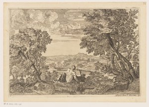 Landschap met vier rustende mannen door Moise Jean Baptiste Fouard