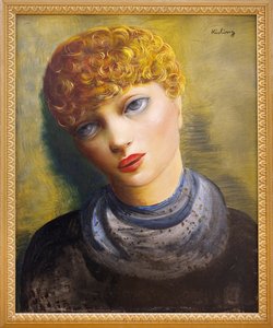 Portret van een jonge vrouw. Schilderij van Moise Kisling (1891-1953), een schilder van Poolse afkomst, olieverf op doek, circa 1950. Musee des Beaux Arts de Clermont Ferrand (Clermont-Ferrand).
