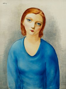 Jonge vrouw in een blauwe blouse; Jeune Femme au Corsage Bleu, ca.1925 (olieverf op doek)