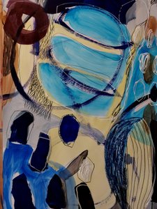 Blauwe organische abstracte stroming