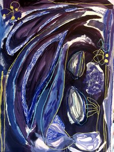 Diepblauwe abstractie door Monika Riethmueller