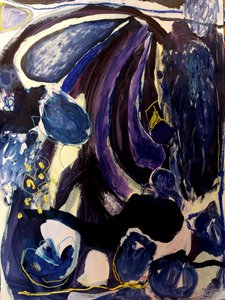 Diepblauwe abstractie door Monika Riethmueller