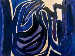 Diepblauwe abstractie door Monika Riethmueller
