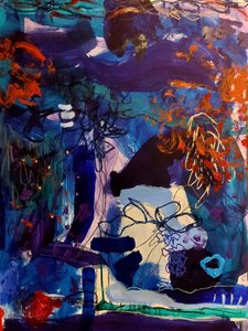 Dynamisch blauw-oranje door Monika Riethmueller