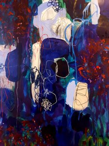 Dynamisch blauw-rood abstract