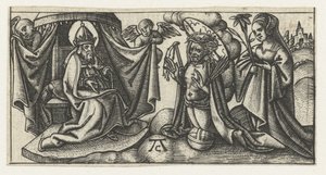 Christus voor Gods troon door Monogrammist AC