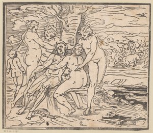 Venus treurt om de dood van Adonis door Monogrammist GGN (attributed to)