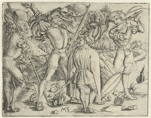 De vier soldaten door Monogrammist MZ