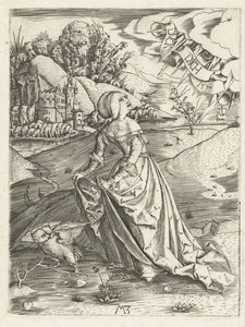 De vrouw met de uil door Monogrammist MZ