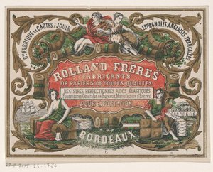 Visitekaartje van Rolland Frères, papierfabrikant te Bordeaux