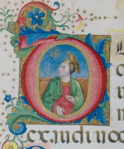 God verschijnt aan een heilige, miniatuur detail van een Psalmenboek