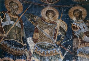 De Heilige Krijgers, Aretas, Nestor en Nicetas, 1407-18 door Morava School
