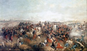Slag om Palestro: de zoeaven. In het midden Victor Emmanuel II