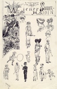 Weense typen 1880 (Weense zomermode) door Moritz Ledeli