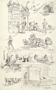 Weense Typen 1885 (Wenen in de Zomer) door Moritz Ledeli