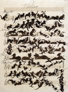 De symfonie van de kat (Die Katzensymphony) tekening door Moritz von Schwind uit 1868. Staatliche Kunsthalle Karlsruhe.