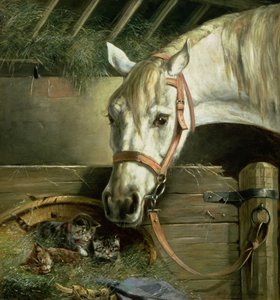Paard en kittens, 1890