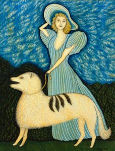 Meisje met Hond door Morris Hirshfield
