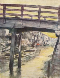 Een kanaal in Osaka door Mortimer L Menpes