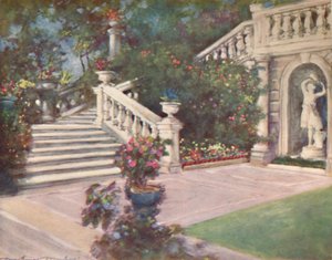 Een tuin, Rome door Mortimer L Menpes