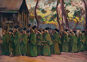 Processie van Boogschutters in Kioto door Mortimer L Menpes