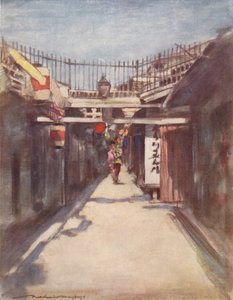De straat met de galerij door Mortimer L Menpes