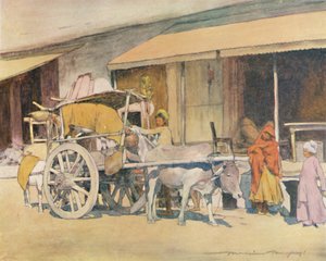 Een Ossenkar, Ajmere, 1905 door Mortimer Ludington Menpes