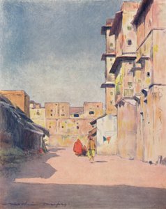 Een straat in Jeypore door Mortimer Ludington Menpes