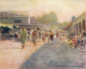 Een straat in Peshawur, 1905 door Mortimer Ludington Menpes