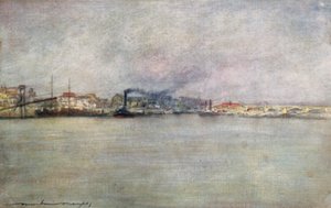 Stoomschepen bij Charenton door Mortimer Ludington Menpes