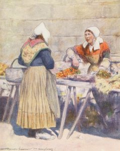 De Groentemarkt, Quimper door Mortimer Ludington Menpes