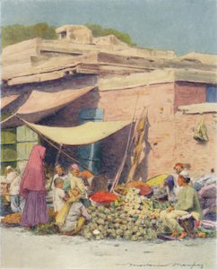Groentemarkt, Delhi, 1905 door Mortimer Ludington Menpes