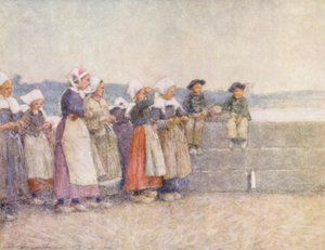 Wachten op de vissersvloot, Concarneau door Mortimer Ludington Menpes