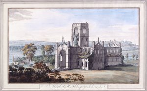 Noordoostelijk uitzicht op Kirkstall Abbey door Moses Griffiths