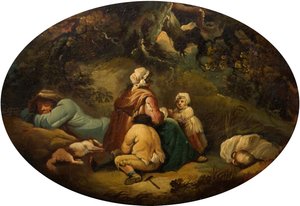 Zigeuners in een landschap door Moses Haughton