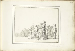 Omroeper op een marktplein