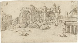 Ruïnes van de Basiliek van Maxentius en Constantijn, Rome door Moses Ter Borch