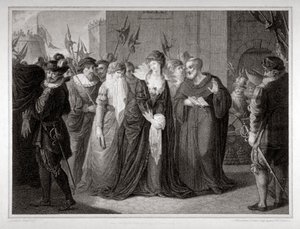 Lady Jane Grey wordt naar haar executie geleid in de Tower of London