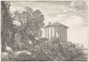 Landschap met de tempel van Vesta door Moyses van Wtenbrouck