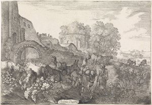 Landschap met reizigers door Moyses van Wtenbrouck