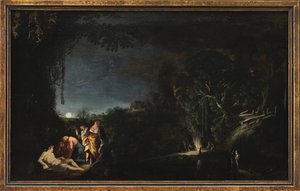 Maanlichtlandschap met mythologisch (?) motief