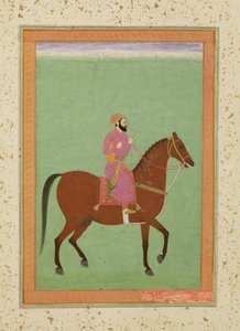 Een Mughal Amir te paard, ca. 1670-80, uit het Grote Clive Album door Mughal School