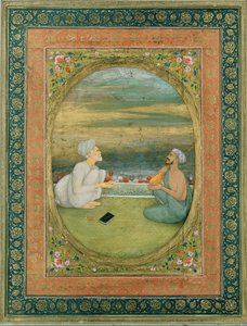 Een mullah en een muzikant, c.1640-1650 door Mughal School