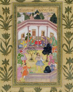 Verstoring door een gek bij een sociale bijeenkomst, uit het Small Clive Album door Mughal School