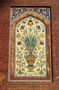 Geglazuurde tegelmozaïek, ca. 1634-35 door Mughal School