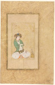 Jongere zittend bij een wilg, enkele pagina illustratie, ca. 1600-1650 door Muhammad Yusuf
